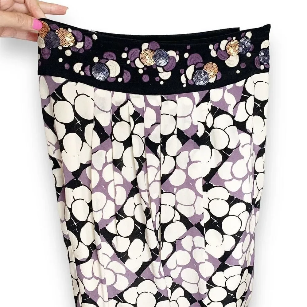 Anthropologie Floreat Silk Embroidered Sequin Bubbles Pencil Skirt Women’s Siz 2